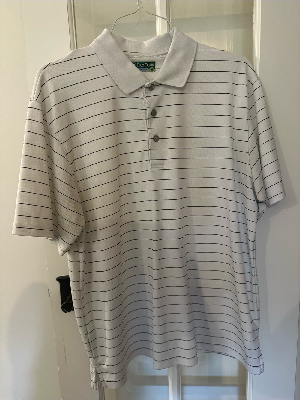 Men’s White Striped Polo Shirt